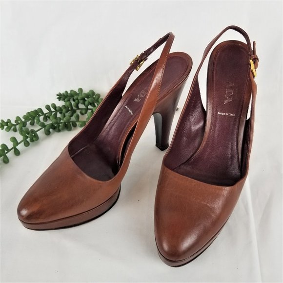PRADA Platform Slingback Pumps - Picture 1 of 9